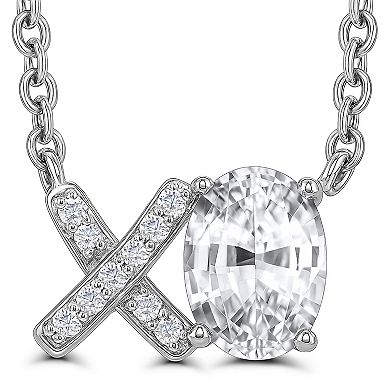 Luna Mia Sterling Silver Lab-Created Gemstone XO Necklace