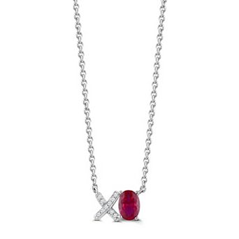 Luna Mia Sterling Silver Lab-Created Gemstone XO Necklace