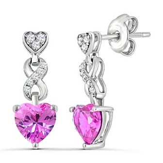 Luna Mia Sterling Silver Lab-Created Sapphire Heart Earrings