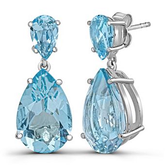 Luna Mia Sterling Silver Blue Topaz Drop Earrings
