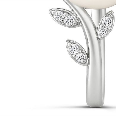 Luna Mia Sterling Silver Fresh Water Cultured Pearl & Diamond Accent Earrings