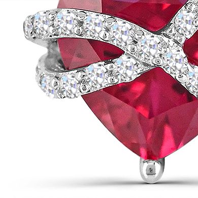 Luna Mia Sterling Silver Lab-Created Ruby & Lab-Created White Sapphire Earrings