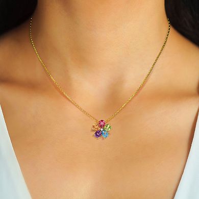 Luna Mia 14k Gold Over Silver Multi-Gemstone & Diamond Accent Flower Pendant Necklace