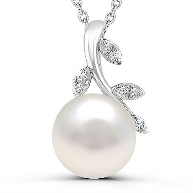 Luna Mia Sterling Silver Fresh Water Cultured Pearl & Diamond Accent Pendant Necklace