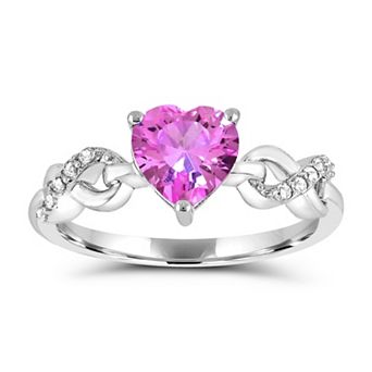 Luna Mia Sterling Silver Lab-Created Sapphire Heart Ring