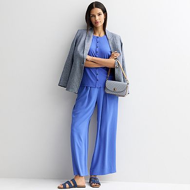 Women's Nine West Ribbed Short Sleeve Button Down Top