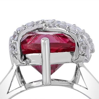 Luna Mia Sterling Silver Lab-Created Ruby & Lab-Created White Sapphire Heart Ring