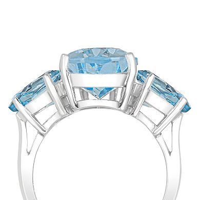 Luna Mia Sterling Silver Blue Topaz Pear Ring