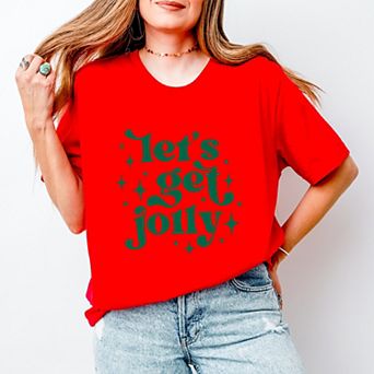 Whimsical Let's Get Jolly - Women's Short Sleeve Graphic T-Shirt