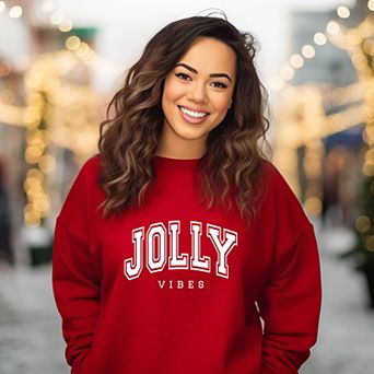 Simply Sage Market Jolly Vibes Varsity Thick Outline Sweatshirt