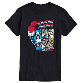 Big & Tall Marvel Captain America Comic Panels Graphic Tee