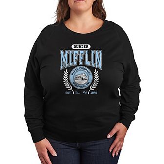 Plus Size The Office Dunder Mifflin Collegiate French Terry Long Sleeve Tee