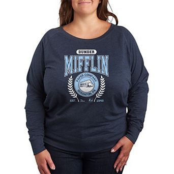 Plus Size The Office Dunder Mifflin Collegiate French Terry Long Sleeve Tee