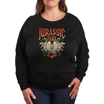 Plus Size Jurassic World Group Of Dinosaurs French Terry Long Sleeve Tee