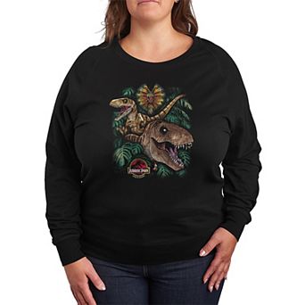 Plus Size Jurassic Park Collage French Terry Long Sleeve Tee