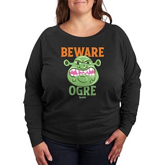 Plus Size Shrek Beware Ogre French Terry Long Sleeve Tee
