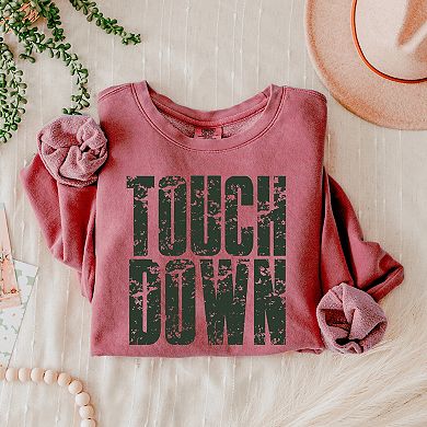 Touch Down Block Distressed - Women's Lightweight Garment Dyed Sweatshirt
