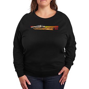 Plus Size Back To The Future DeLorean French Terry Long Sleeve Tee