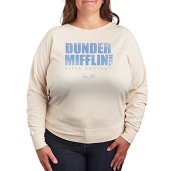 Plus Size The Office Dunder Mifflin Logo Vintage French Terry Long Sleeve Tee