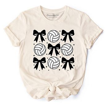 Coquette Volleyball Bows T-Shirt, Cute Athletic Sports Game Day Tee