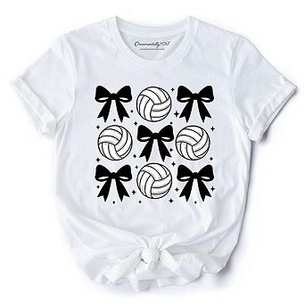 Coquette Volleyball Bows T-Shirt, Cute Athletic Sports Game Day Tee