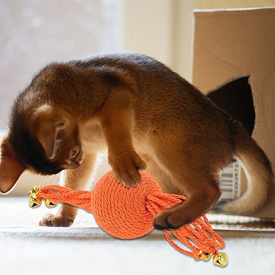 Cat Playing Ball with Bell, Interactive Safe Teeth Cat Balls for Indoor Cat 7.87"x2.09"