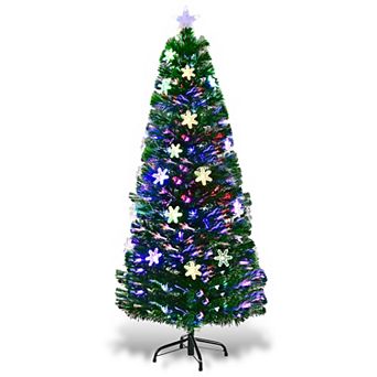 Costway 3ft/4FT /5ft/6ft Pre-Lit Fiber Optic Christmas Tree Multicolor Lights