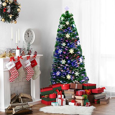 Costway 3ft/4FT /5ft/6ft Pre-Lit Fiber Optic Christmas Tree Multicolor Lights