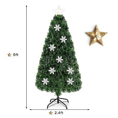 Costway 3ft/4FT /5ft/6ft Pre-Lit Fiber Optic Christmas Tree Multicolor Lights
