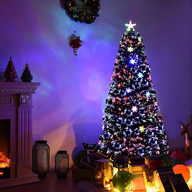 Costway 3ft/4FT /5ft/6ft Pre-Lit Fiber Optic Christmas Tree Multicolor Lights