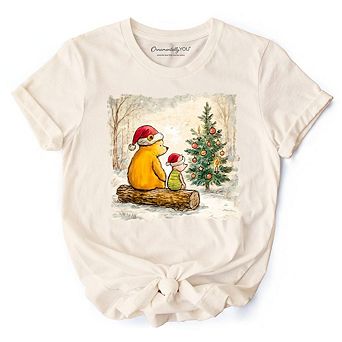 Pooh Bear Christmas With Friends T-Shirt, Cozy Heartwarming Holiday Tee
