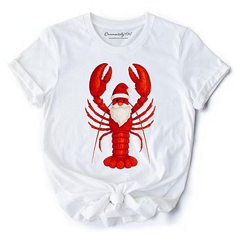 Santa Claws Lobster T-Shirt, Funny Pun Coastal Christmas Holiday Tee