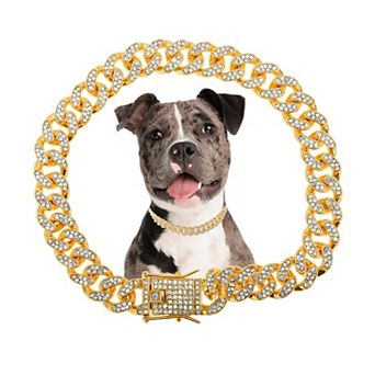 Dog Chain, Durable Rhinestone Dog Necklace, Cuban Link Dog Collar, Pet Collar Jewelry Accessories