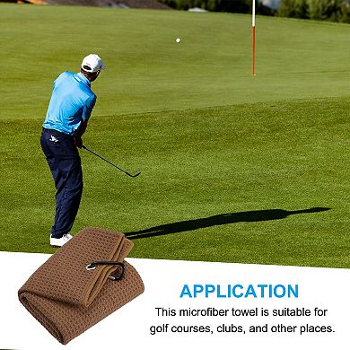 20"x16" Tri-Fold Golf Towels, 2 Pack Waffle Pattern Towels Fiber Strong Water Absorption with D Clip
