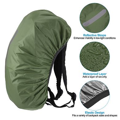 65-75L Waterproof Backpack Rain Cover, Non-Slip Backpack Cover with Reflective Strap