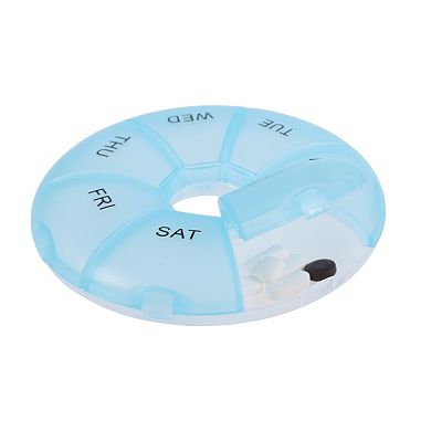 Lightweight 7 Grids Circular Medicine Case for Travel 4.72"x4.72"x0.98" 1 Pc
