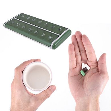 Durable 14 Grids Double Row Medicine Case for Travel 1 Pc