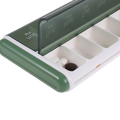 Durable 14 Grids Double Row Medicine Case for Travel 1 Pc