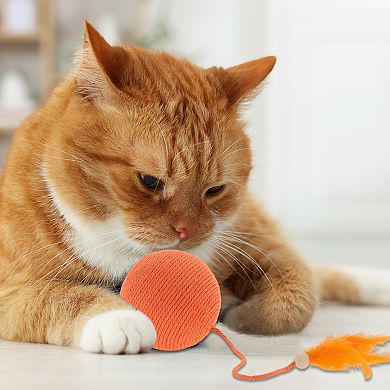 Cat Playing Ball with Bell Inside, Interactive Safe Teeth Cleaning Cat Chew Balls 15.75"x3.66"