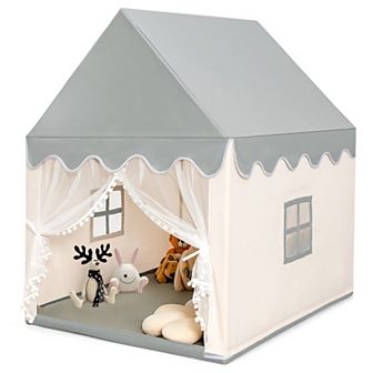 Costway Kids Play Tent Large Playhouse Children Castle Fairy Tent Gift w/ Washable Mat