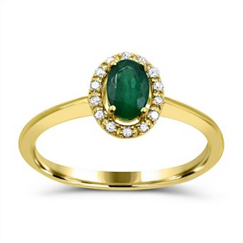 Luna Mia 10k Gold Gemstone & Diamond Accent Halo Ring