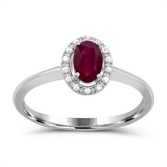 Luna Mia 10k Gold Gemstone & Diamond Accent Halo Ring