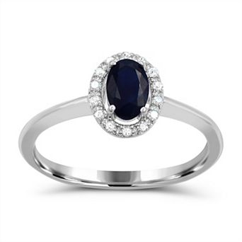 Luna Mia 10k Gold Gemstone & Diamond Accent Halo Ring