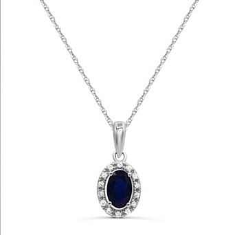 Luna Mia 10k Gold Oval-Cut Gemstone & Diamond Accent Halo Pendant Necklace