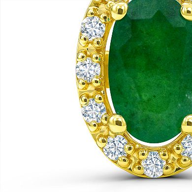 Luna Mia 10k Gold Oval-Cut Gemstone & Diamond Accent Halo Stud Earrings