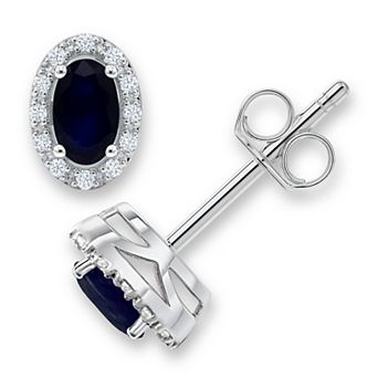 Luna Mia 10k Gold Oval-Cut Gemstone & Diamond Accent Halo Stud Earrings