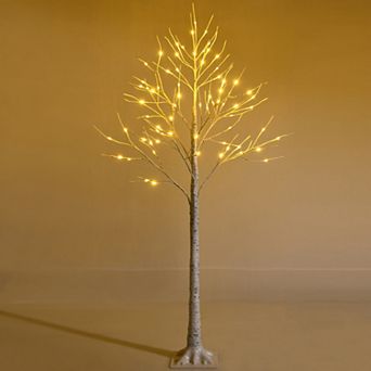 Costway 2ft/4ft/5ft/6ft Pre-lit White Twig Birch Tree for Christmas Holiday