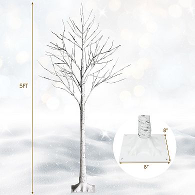 Costway 2ft/4ft/5ft/6ft Pre-lit White Twig Birch Tree for Christmas Holiday