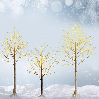Costway 2ft/4ft/5ft/6ft Pre-lit White Twig Birch Tree for Christmas Holiday