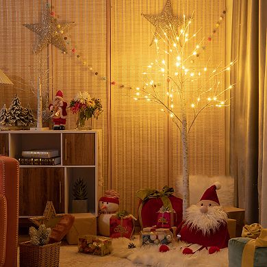 Costway 2ft/4ft/5ft/6ft Pre-lit White Twig Birch Tree for Christmas Holiday